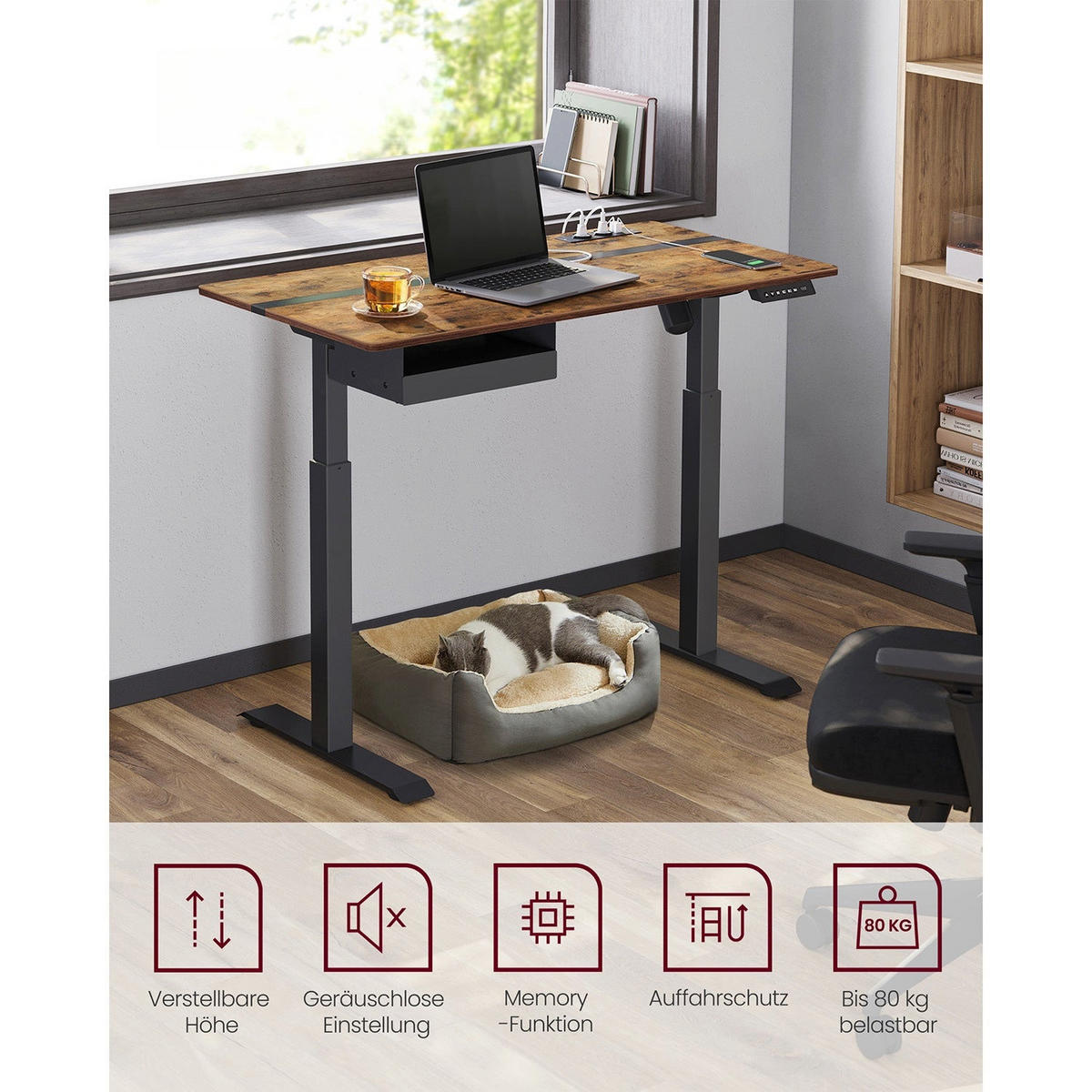 HÖHENVERSTELLBARER SCHREIBTISCH ALMATY - Braun, Holzwerkstoff (60/120/120cm) - Hansiro