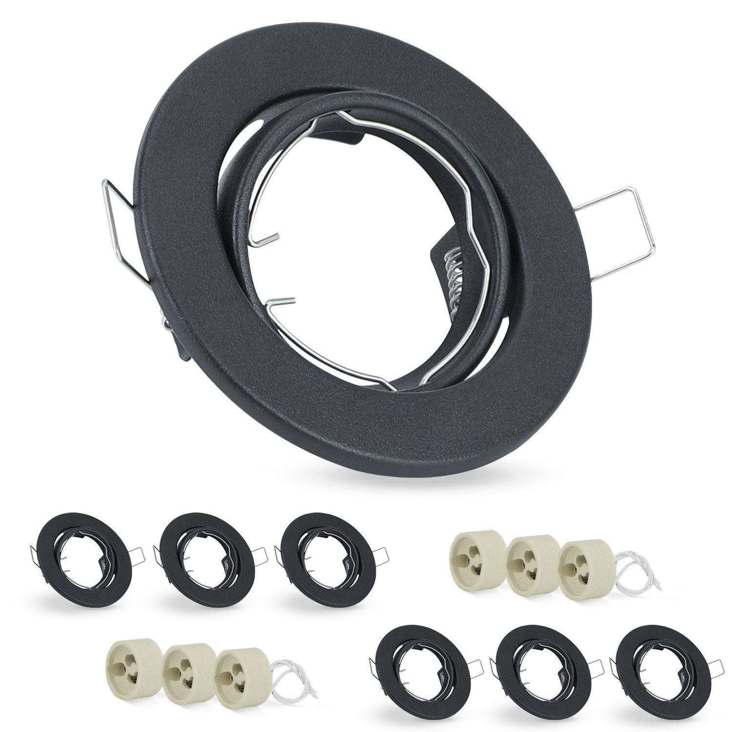 EINBAUSTRAHLER Aixi II 9/9/3cm(6er-set) - Schwarz, Metall (9/9/3cm) - Nettlife
