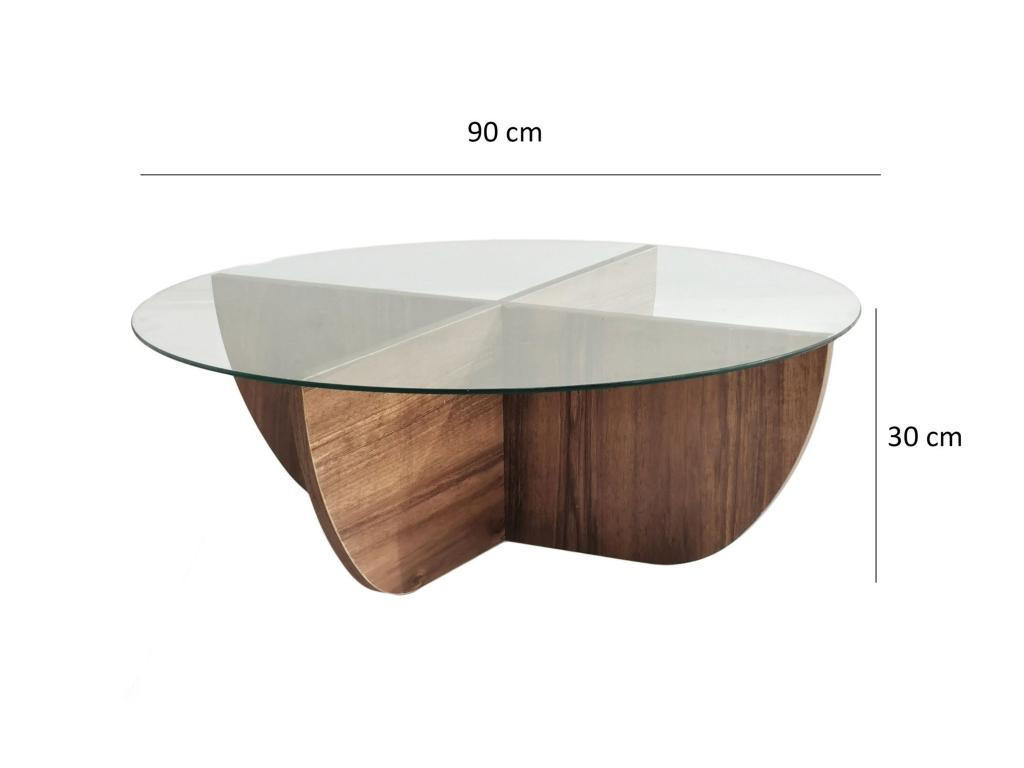 COUCHTISCH - Sicherheitsglas - Holzfarben & Transparent - AYSUN - Dunkelbraun, Holz (90/90/30cm) - Vente-Unique