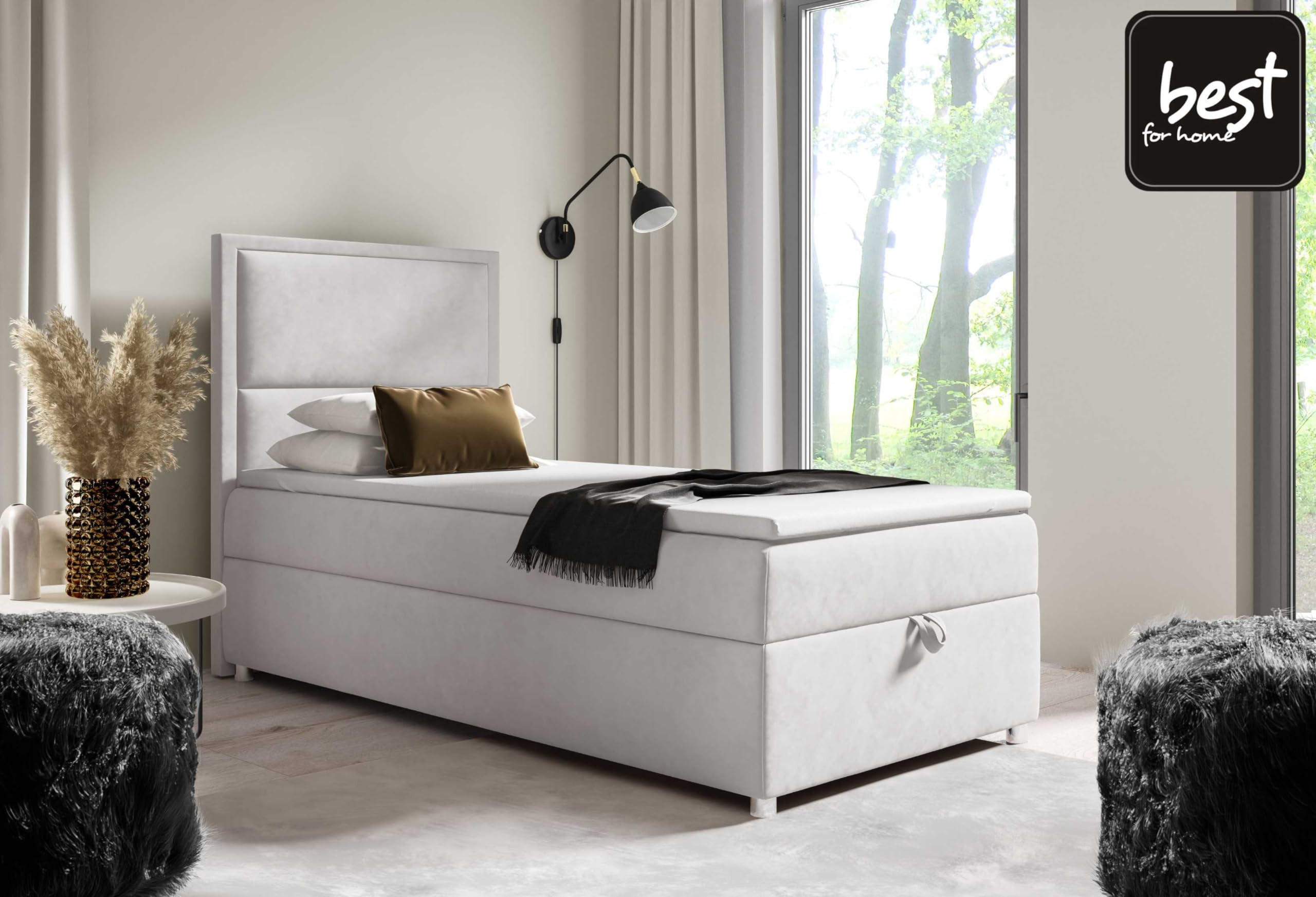 BOXBETT mit Bettkasten Trinity K11-SINGLE Bonellfederkern inkl. Topper - Silberfarben, Holz/Holzwerkstoff (90/200cm) - Best For Home