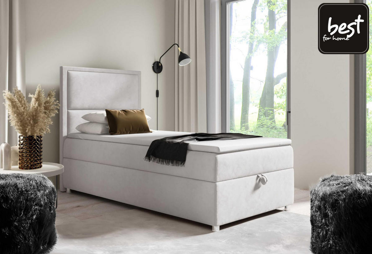 BOXBETT mit Bettkasten Trinity K11-SINGLE Bonellfederkern inkl. Topper - Silberfarben, Holz/Holzwerkstoff (80/200cm) - Best For Home