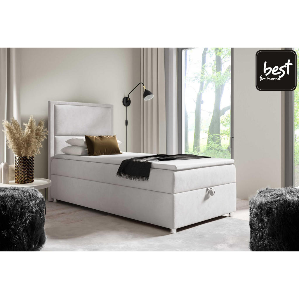 Thumbnail - Best For Home Boxbett, Silber, Textil, Höhe ca. 18 cm, Rechteckig, 70x200 cm, Schlafzimmer, Betten, Boxspringbetten