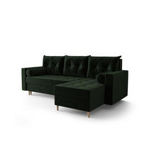 ECKSOFA SKANDI Itaka 10 Rechts mit Schlaffunktion - Dunkelgrün, Textil (230/145cm) - Bedante