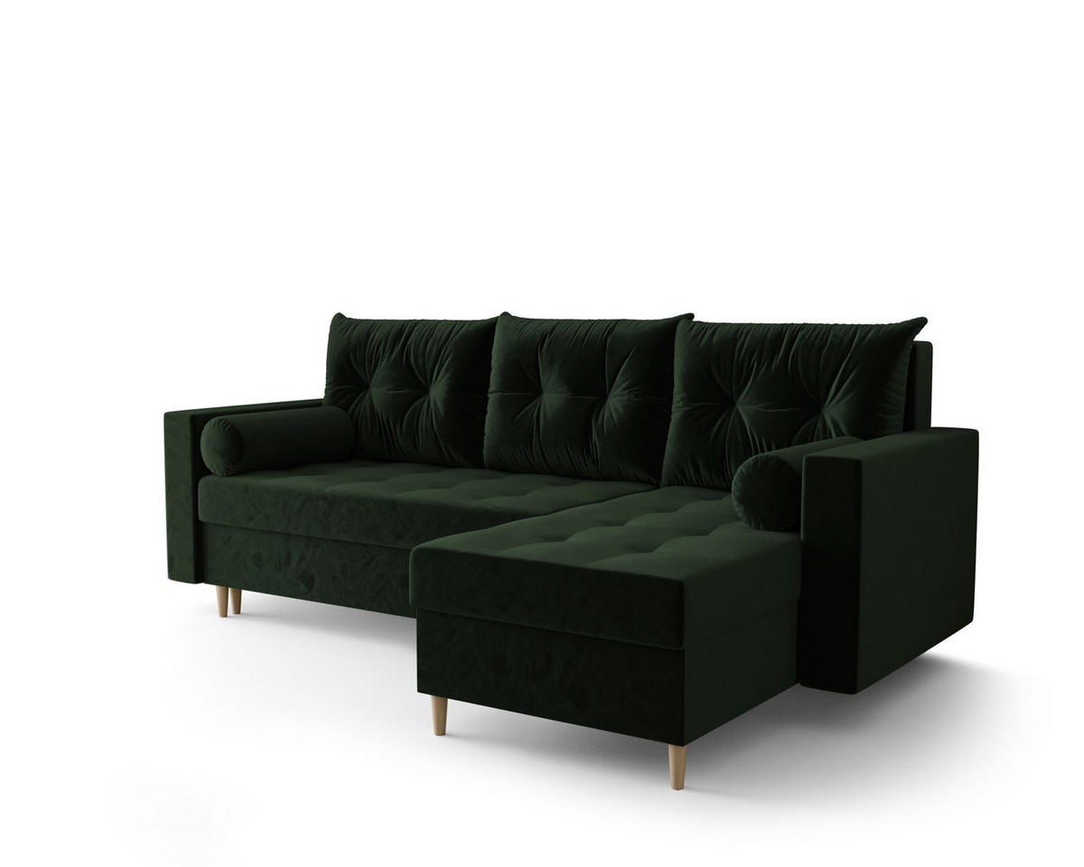 ECKSOFA SKANDI Itaka 10 Rechts mit Schlaffunktion - Dunkelgrün, Textil (230/145cm) - Bedante