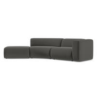 4-SITZER-SOFA Samt Stoff Grau - Dunkelgrau/Schwarz, Kunststoff/Textil (335/70/166cm) - Makamii
