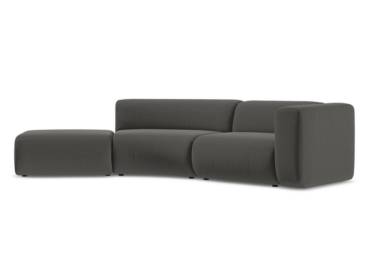 4-SITZER-SOFA Samt Stoff Grau - Dunkelgrau/Schwarz, Kunststoff/Textil (335/70/166cm) - Makamii