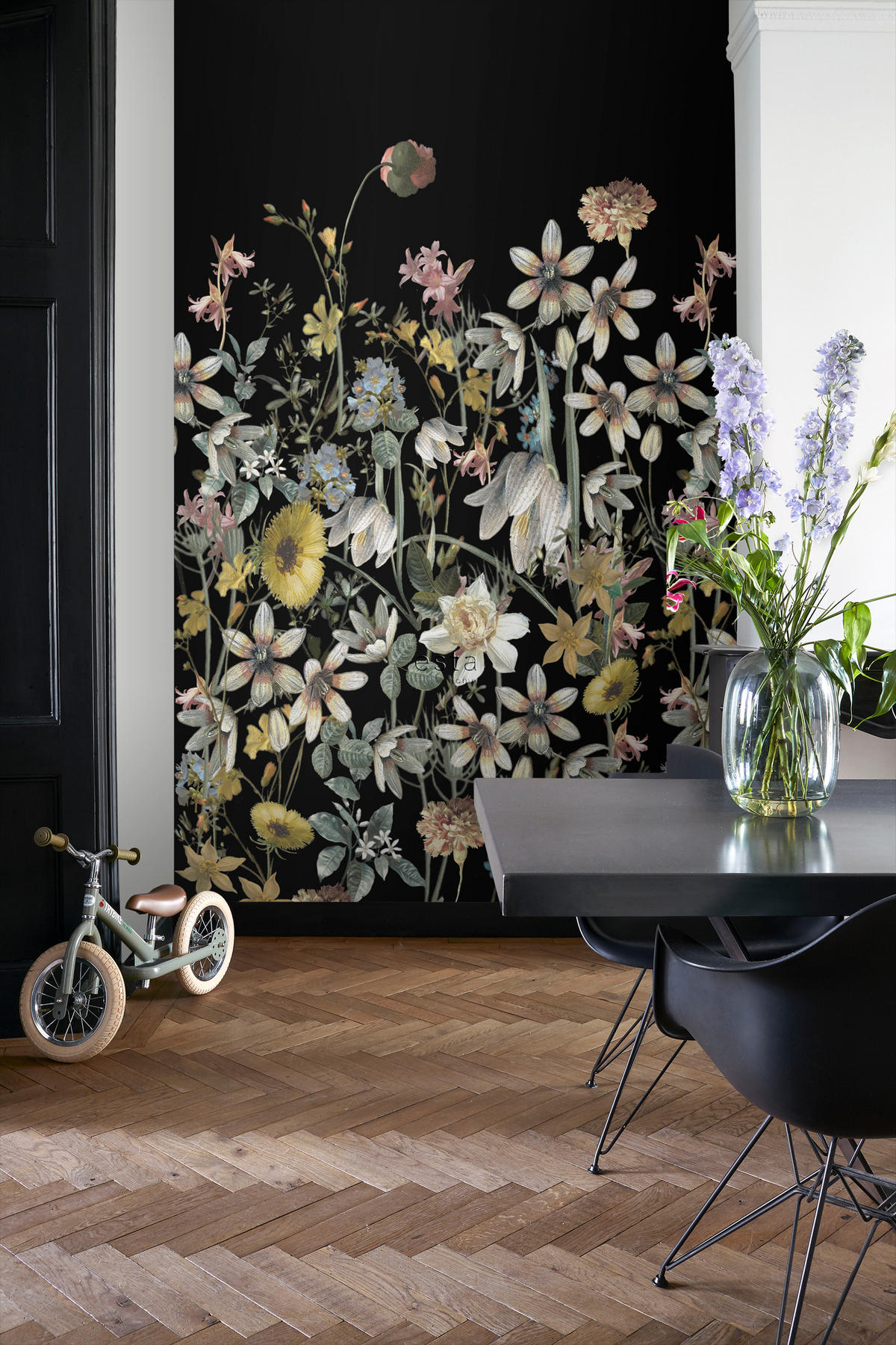 FOTOTAPETE Feldblumen 150 x 279 cm - Schwarz, Papier (150/279cm) - ESTAhome