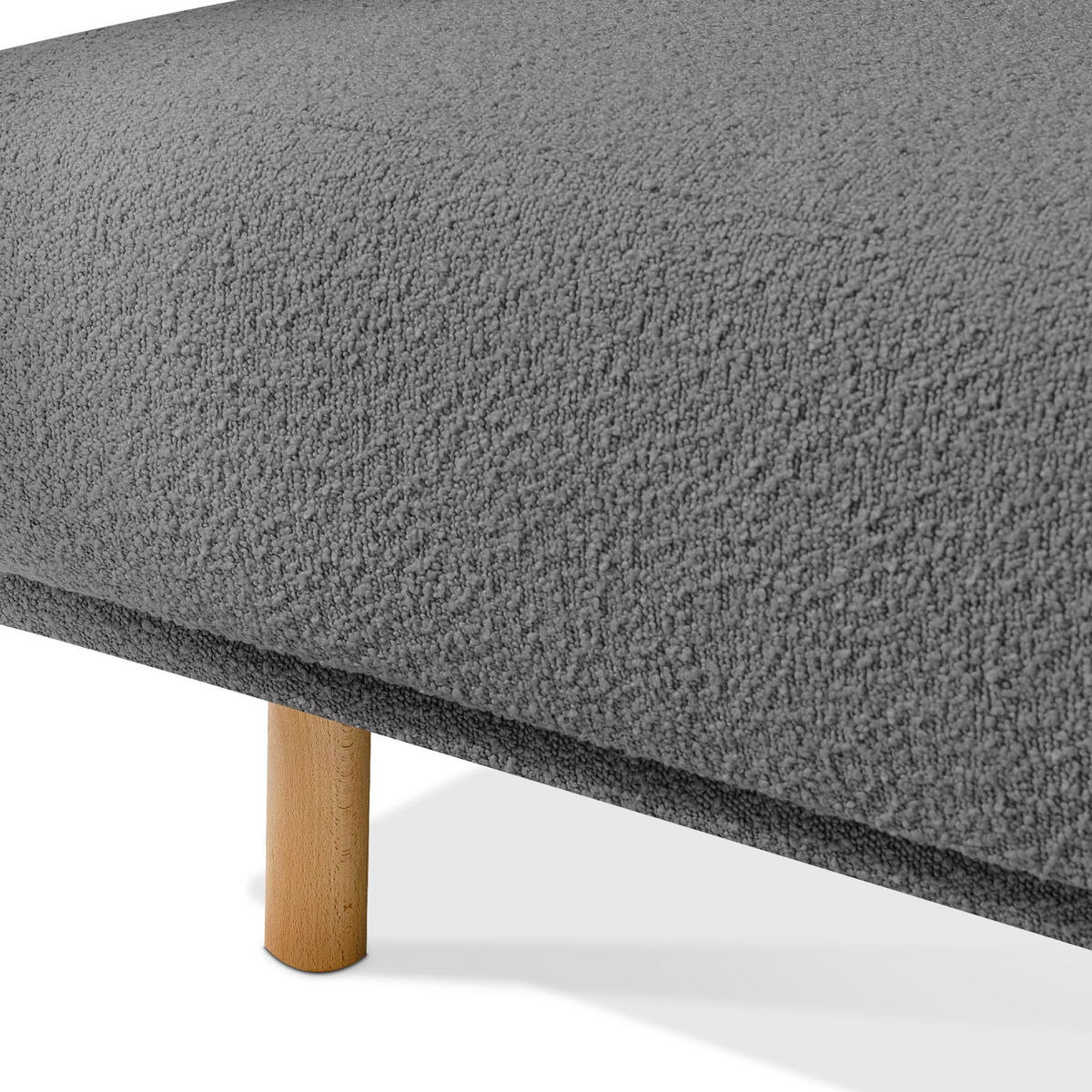ECKSOFA-LINKS FOSERO, Bouclé - Dunkelgrau/Buchefarben, Holz/Holzwerkstoff (204/155cm) - KONSIMO®