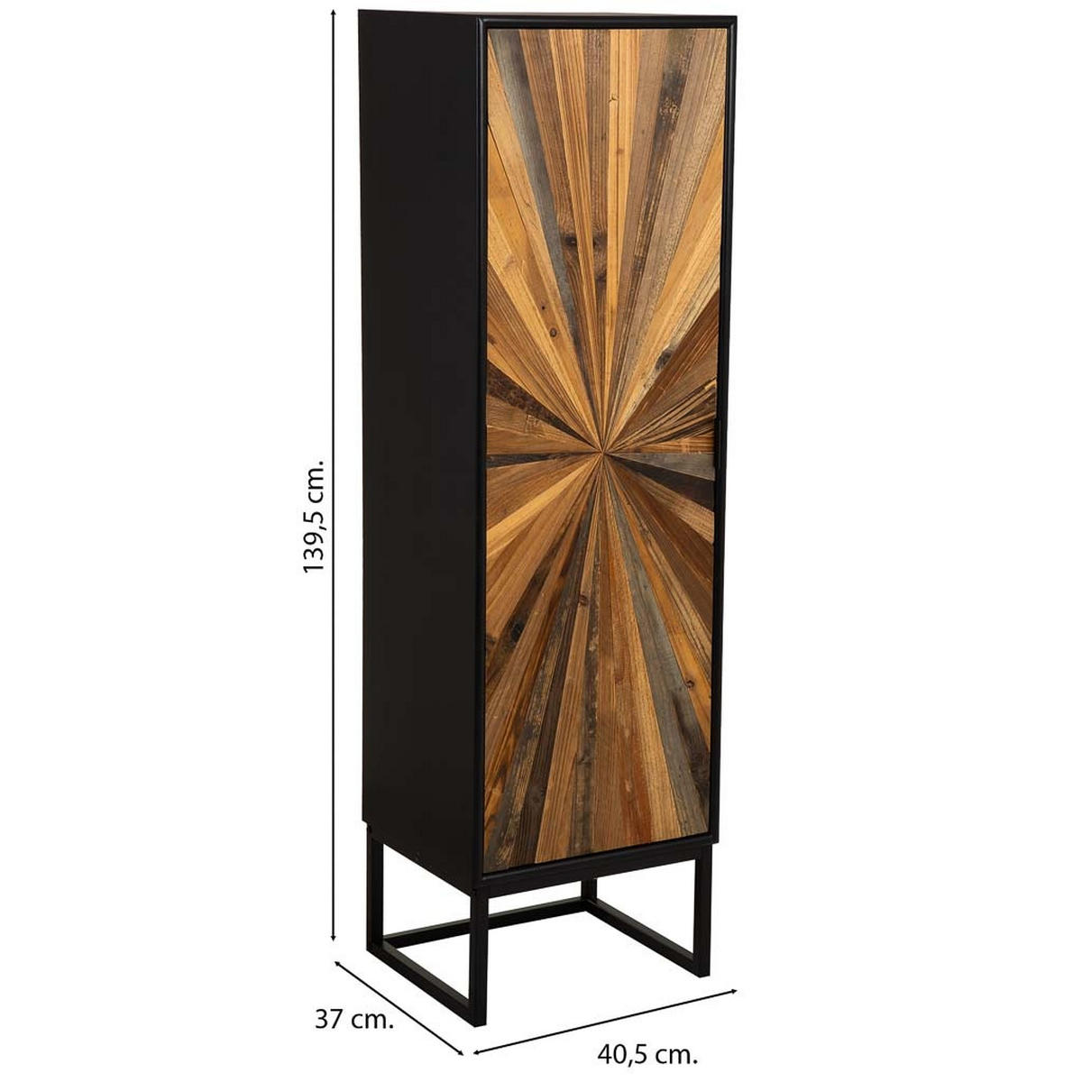 SCHRANK aus Holz, schwarz, 41x37x140cm - Schwarz, Holzwerkstoff (40.5/139.5/37cm) - Wanderlust