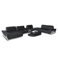 WOHNLANDSCHAFT Bari XXL - Schwarz/Weiß, Leder (456/89/329cm) - Sofa Dreams