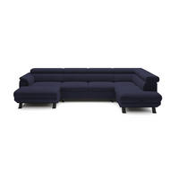 ECKSCHLAFSOFA Raven XL, Verstellbaren Kopfstützen, Bettkasten, Großes Sofa 334x198x162cm Rechte, Meer - Pastellblau, Holz/Textil (334/198cm) - DomoHome