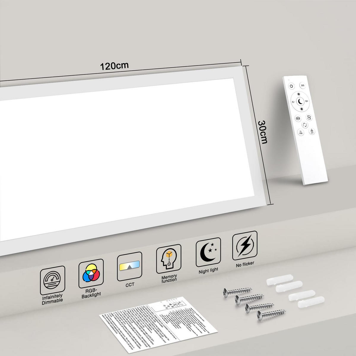 DECKENLEUCHTE PA1061HV LED Panel RGB 120/30/3.9 CM - Weiß, Metall (120/30/3.9cm) - LOVHAUS
