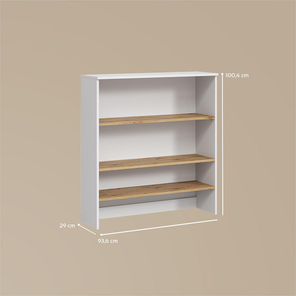 BADSCHRANK Paolina Weiß/Artisan 93.6 x 100.4 cm mit offenen Regalen - Weiß/Eiche Artisan, Holzwerkstoff (93.6/100.4/29cm) - Livinity®