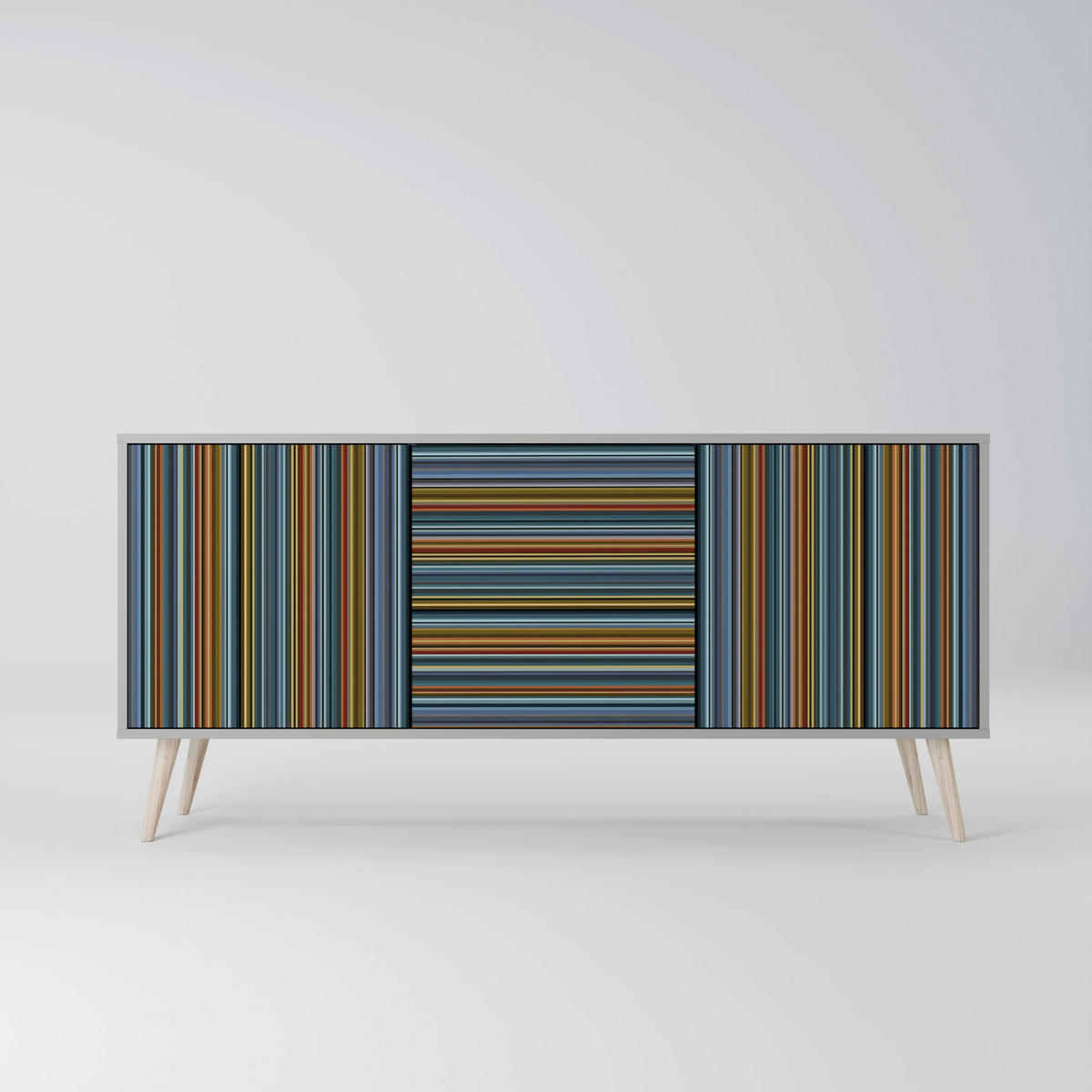 SIDEBOARD LINEOUT SPECTRUM, Eicheneffekt, 164,5x42x77,5 cm, 3 Türen - Eichefarben/Buchefarben, Holzwerkstoff/Buchenholz (164.5/77.5/42cm) - SpaceRebels