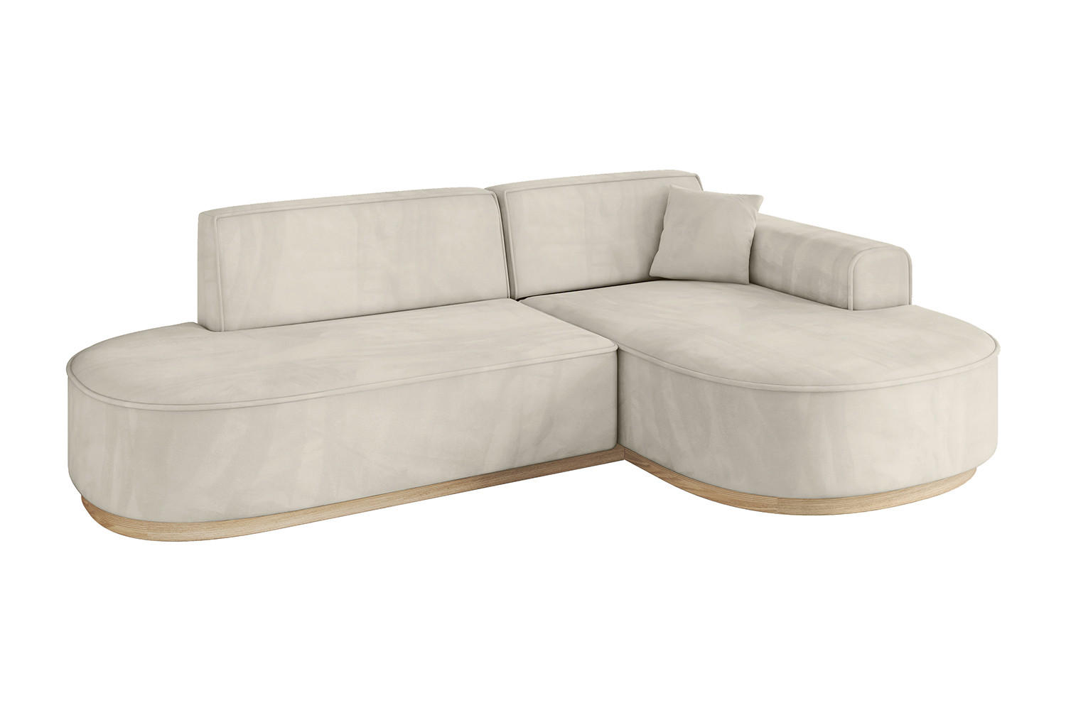ECKSOFA Ottomane Rechts MARI-L1-v1 - 243x171x83 cm Ecru Velours - Ecru, Holzwerkstoff/Textil (171/243cm) - ALTDECOR