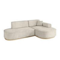 ECKSOFA Ottomane Rechts MARI-L1-v1 - 243x171x83 cm Ecru Velours - Ecru, Holzwerkstoff/Textil (171/243cm) - ALTDECOR