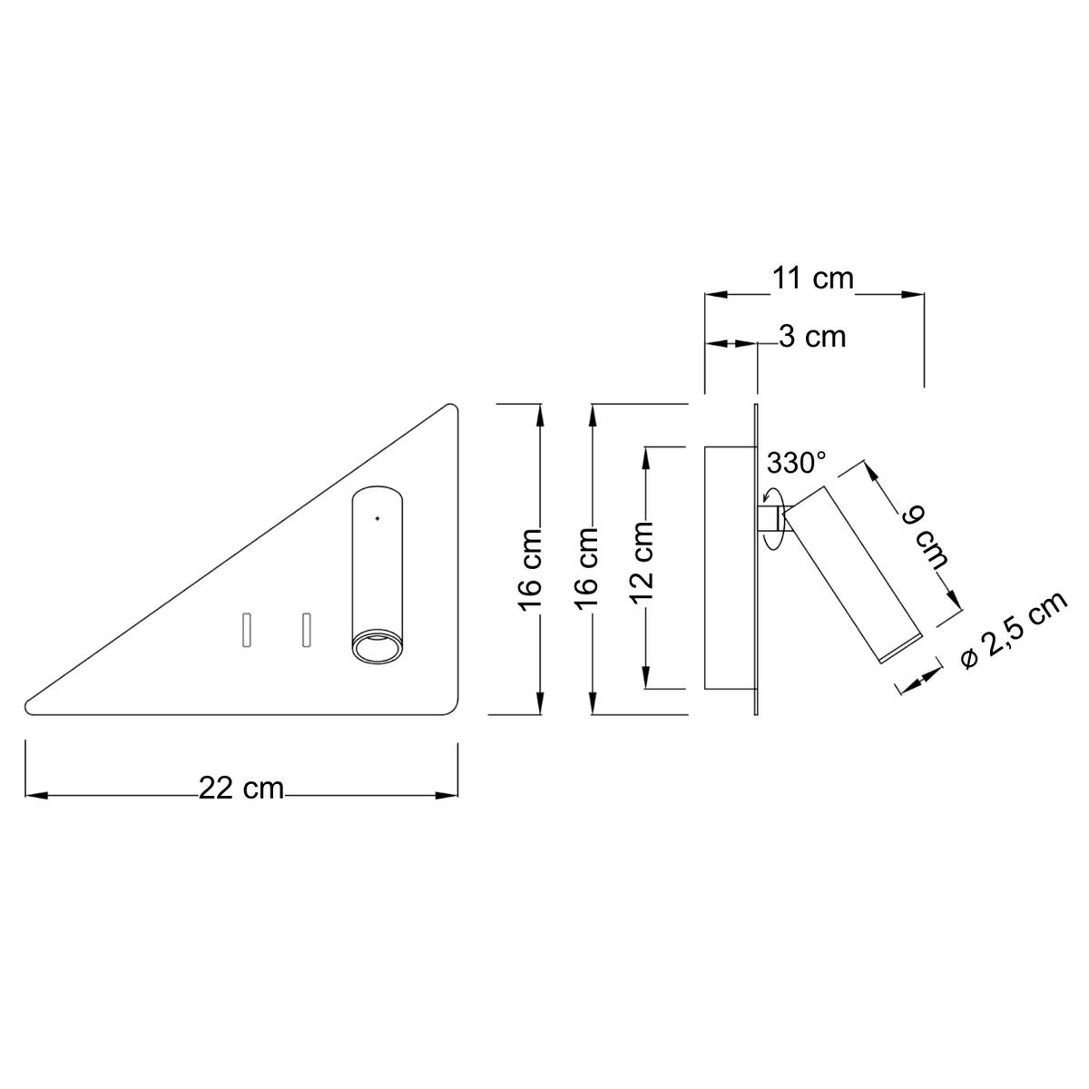 WANDLEUCHTE A, Schwarz, 22cm - Schwarz, Metall (22/16/22cm) - KOSILUM
