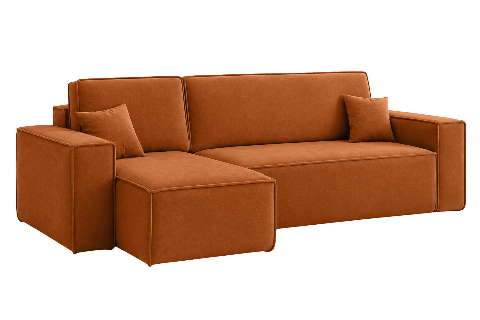 ECKSOFA L-Form Mit Schlaffunktion Und Bettkasten, Veloursstoff Bluvel, Zimtfarbe, Links, BEST XL - Kupferfarben, Holz (274/142cm) - Kaiser Möbel