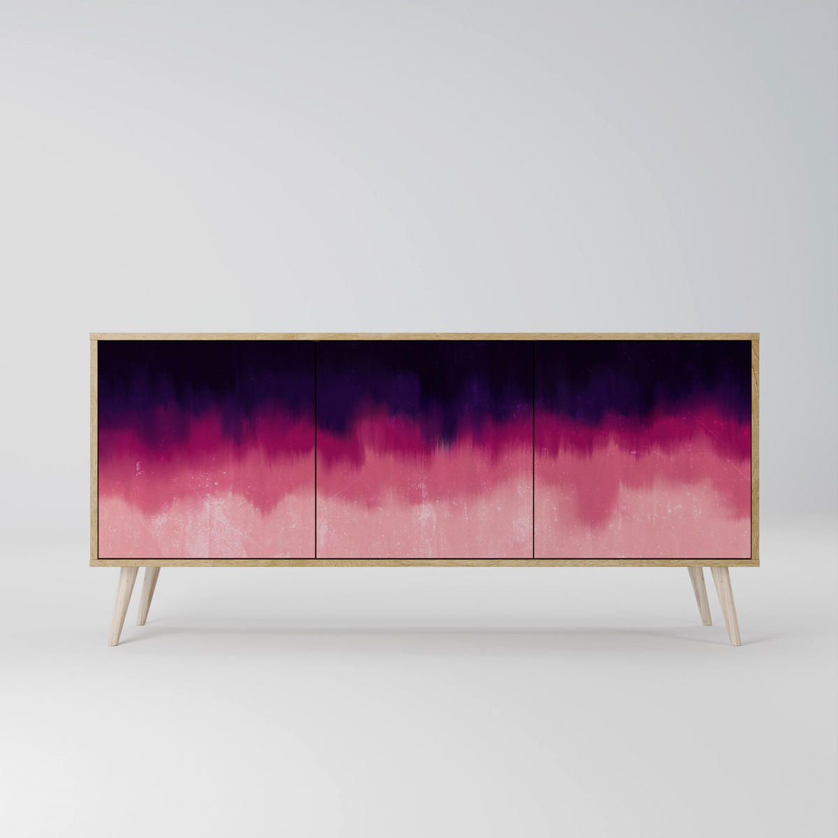 SIDEBOARD AURORA BOREALIS, Eicheneffekt, 164,5x42x77,5 cm, 3 Türen - Eichefarben/Buchefarben, Holzwerkstoff/Buchenholz (164.5/77.5/42cm) - SpaceRebels