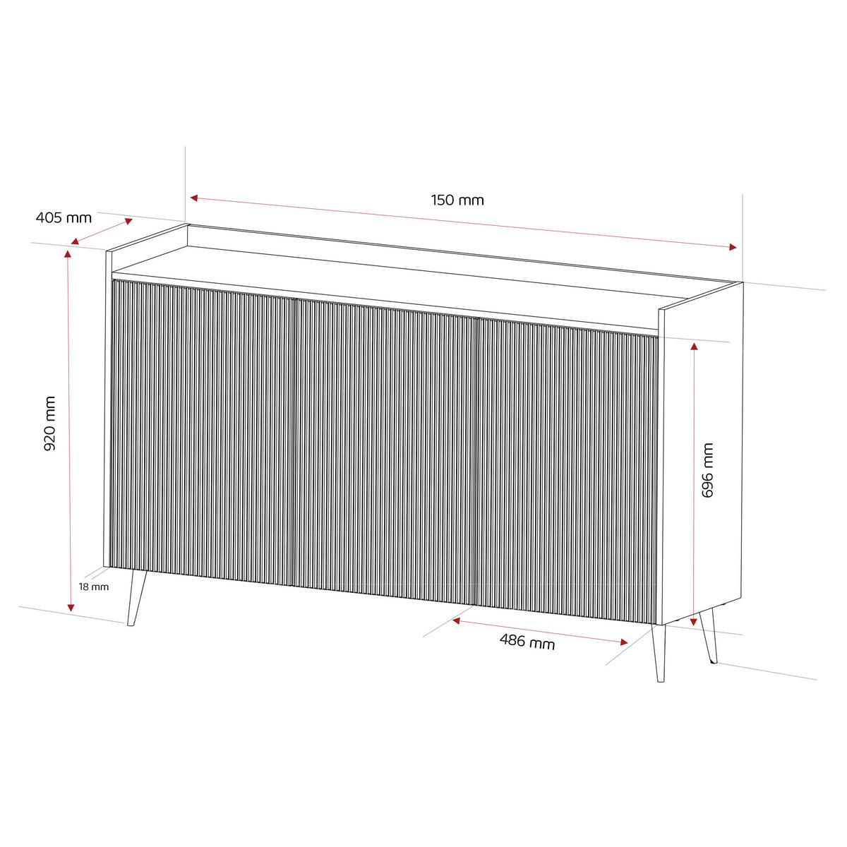 KOMMODE SCALA 150 cm, Kaschmir - Kaschmir/Schwarz, Holzwerkstoff/Metall (150/92/40.5cm) - Idohome