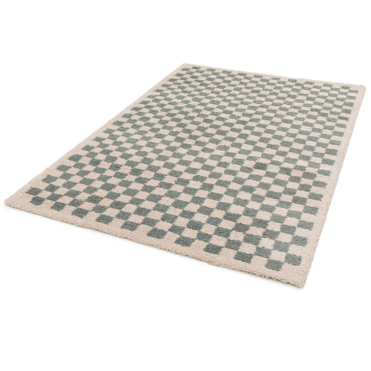 TEPPICH kariert langflorig weich voluminös grün - Grün, Textil (80/150cm) - AFK Living