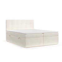 BOXBETT Tari Creme 140/200 cm mit Matratze und Topper - Creme/Schwarz, Holz/Holzwerkstoff (140/200cm) - Maison de Reve