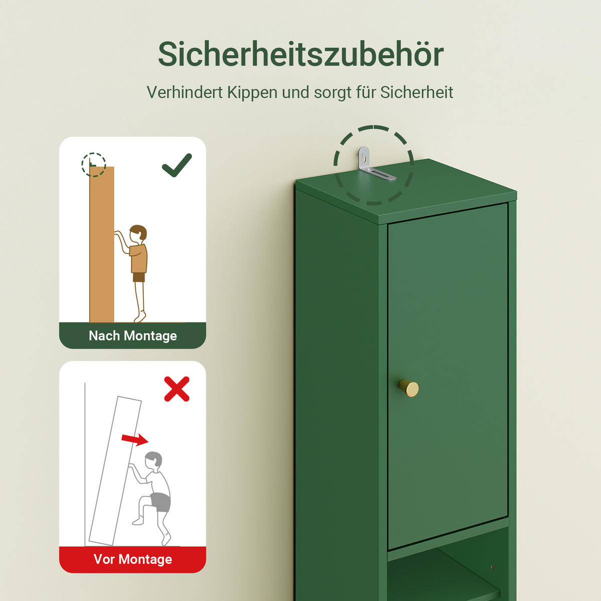HOCHSCHRANK schmal Grün - Grün, Holzwerkstoff (20/180/20cm) - SoBuy