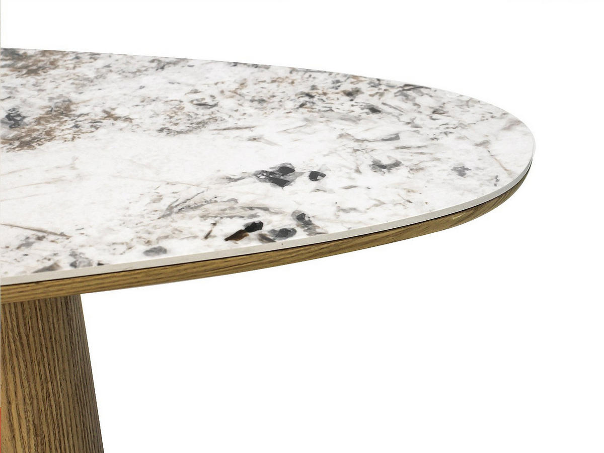 KONSOLENTISCH - 150 cm x 39.5 cm - Keramik, Holz, Platte - Naturfarben Hell, Weiß - MODREYO - Naturfarben/Weiß, Keramik/Holz (39.5/150/80cm) - Vente-Unique