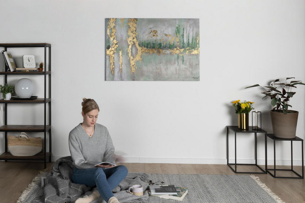 ÖLGEMÄLDE 120/80 cm - Grün, Holz/Textil (2.11/80cm) - KUNSTLOFT