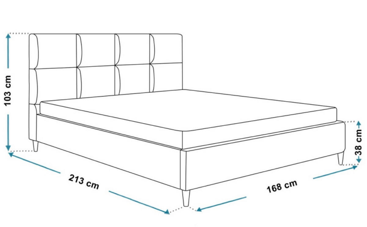 BETT Grau LUXO 1 Holzbeine Gewebestoff 160x200 cm - Eichefarben/Schwarz, Textil (160/200cm) - Sepro Meble