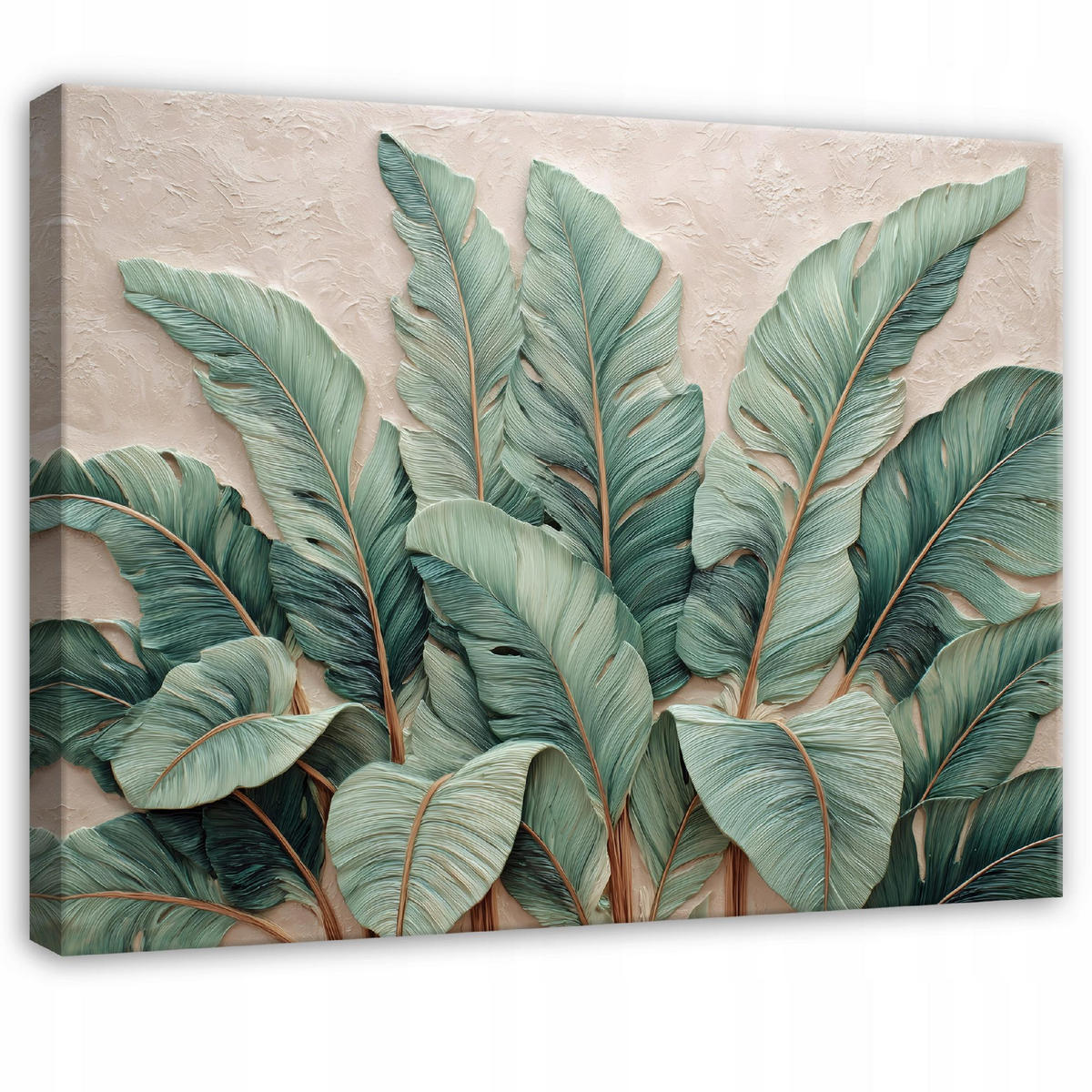 LEINWANDBILD Blätter Abstrakt Grün 120x80 cm - Multicolor, Holzwerkstoff (120/80cm) - Wallarena