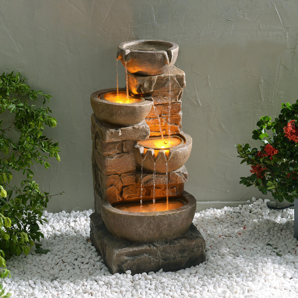 GARTENBRUNNEN 84.5cm - Braun, Kunststoff (39.4/38.7/84.5cm) - Teamson Home