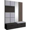 GARDEROBE Margaret I+II 162/203/43 mit gepolsterten Paneelen/Lamellen/Spiegel - Schwarz/Grau, Holzwerkstoff/Kunststoff (162/203/43cm) - Beautysofa
