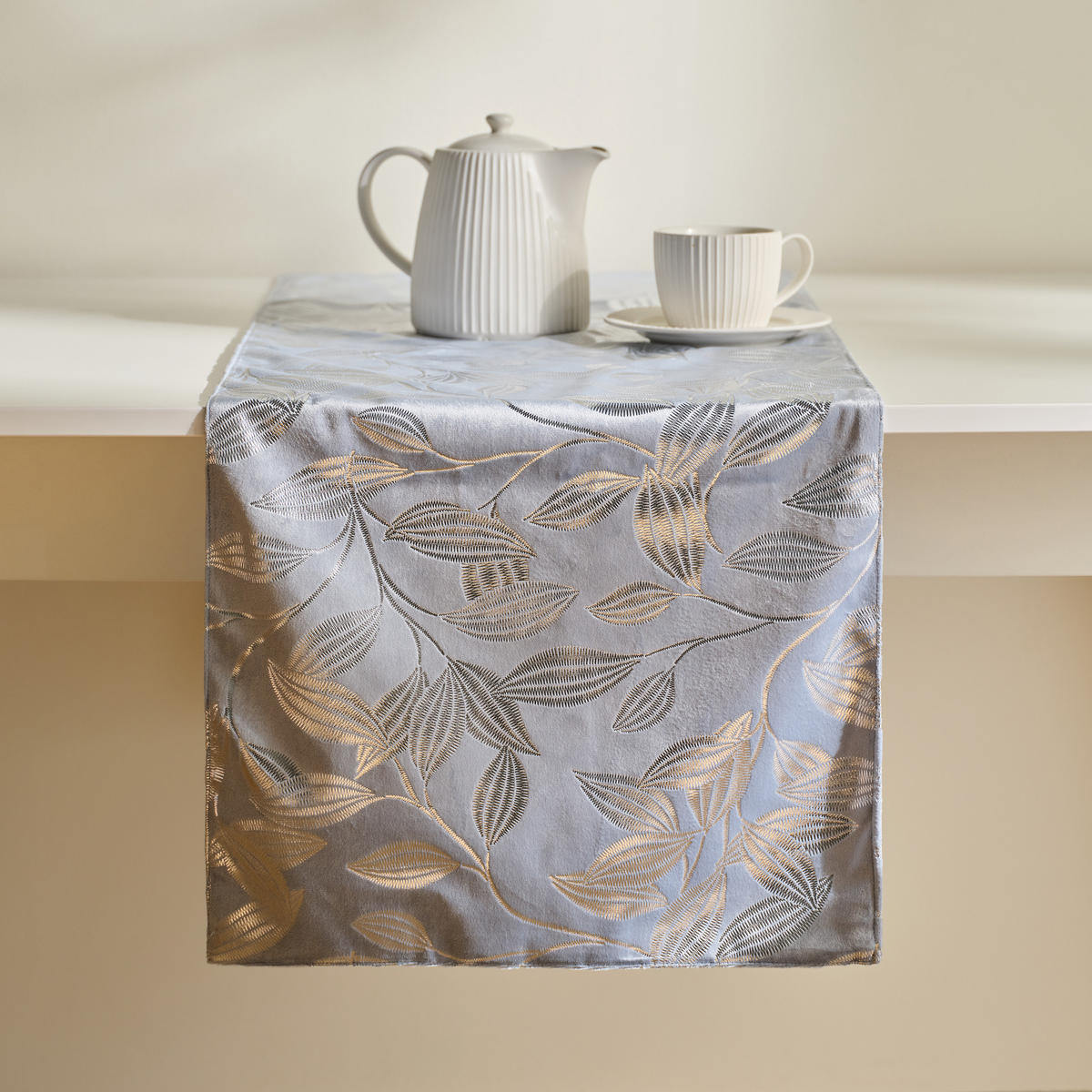 TISCHLÄUFER Blomstela 40x180cm, Hellblau - Hellblau, Textil (180/40/1cm) - home&you