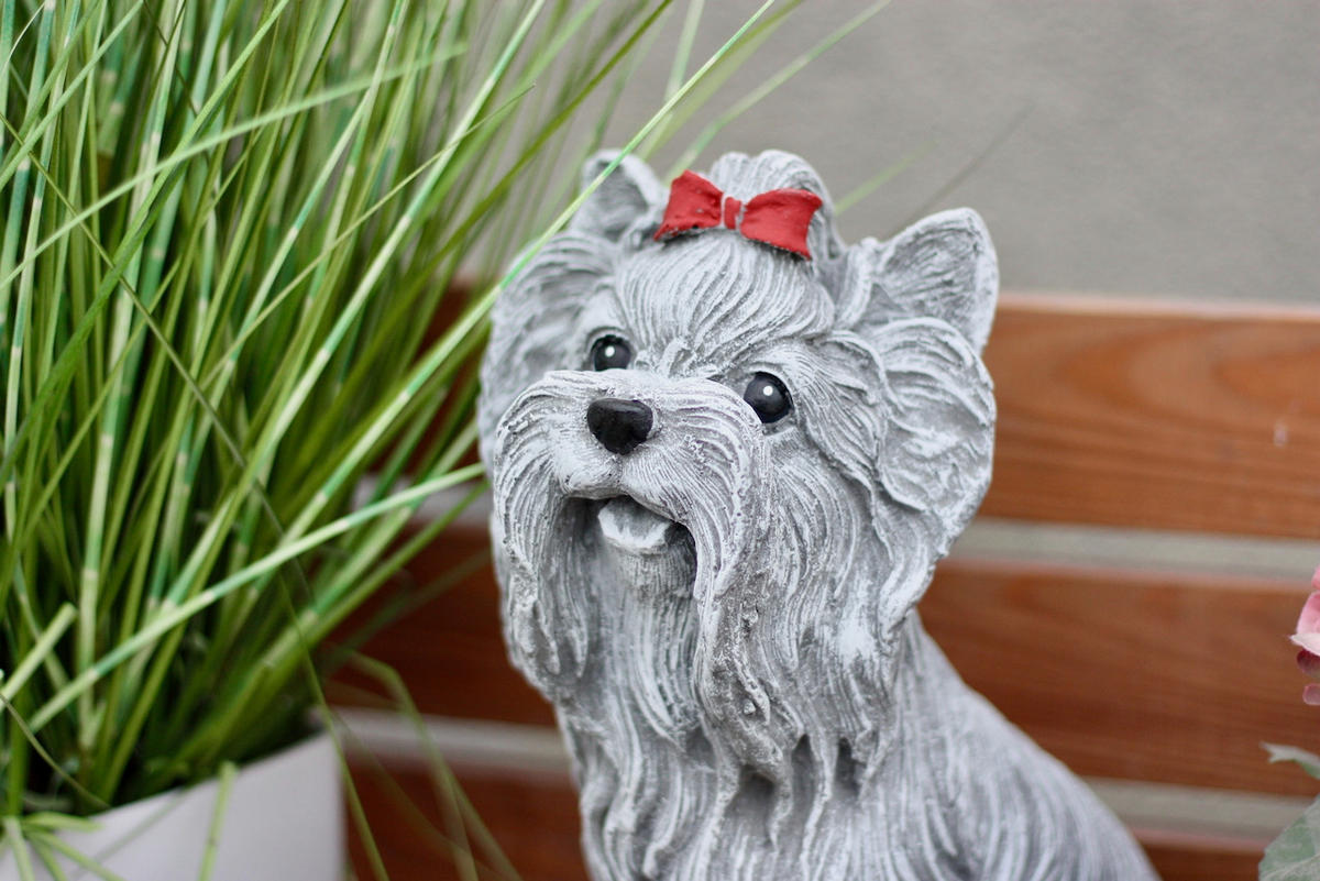 STEINFIGUR Yorkshire Terrier, Betonsteinguss, - Grau, Stein (15/30/22cm) - stoneandstyle