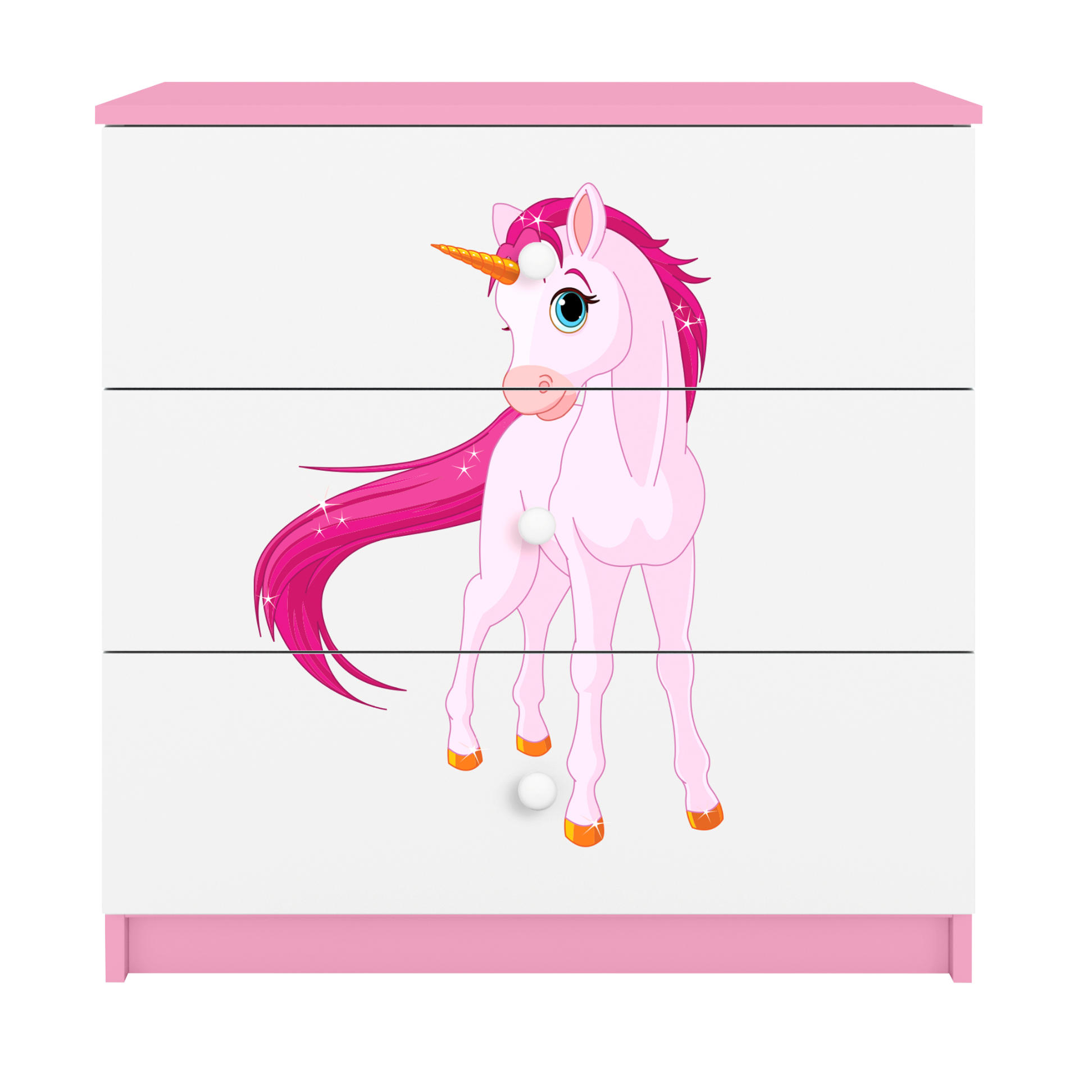 KOMMODE Babydreams Einhorn 81/81/41 - Rosa, Holzwerkstoff (81/81/41cm) - RAUMHIRSCH FURNITURE