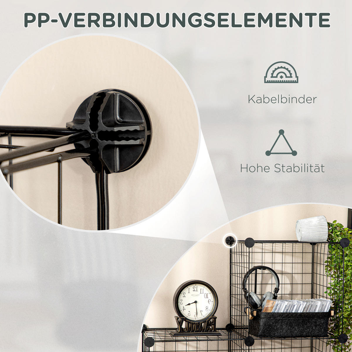REGALSYSTEM, Steckregal, Schwarz - Schwarz, Metall (35/35/35cm) - HOMCOM