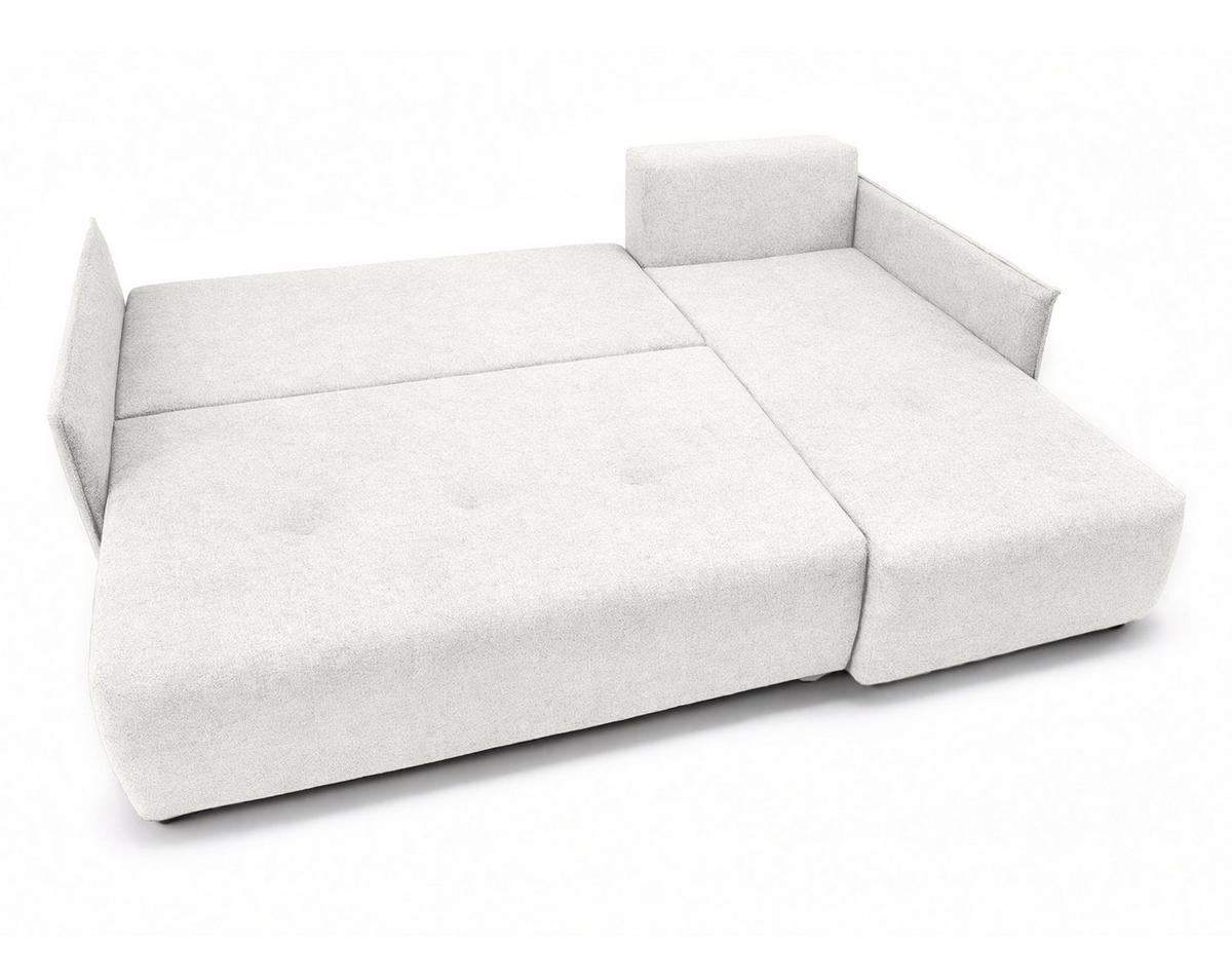 ECKSOFA L Form Damascus Weiß 212/143/88 cm Rechts mit Schlaffunktion - Schwarz/Weiß, Kunststoff/Textil (212/143cm) - AX Living