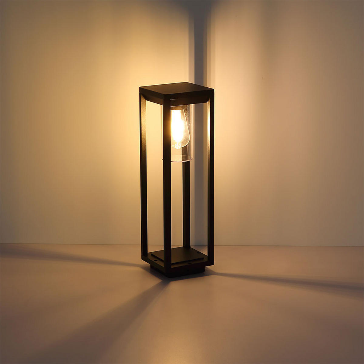 LED STEHLEUCHTE Alu Schwarz-matt - Schwarz, Metall (15/15/50cm)