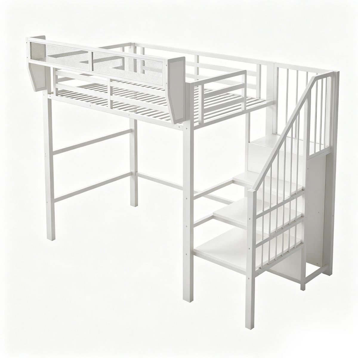 HOCHBETT mit LED-Lichtleiste 90x200 cm Metall White - Weiß, Metall (90/200cm) - Meubliv