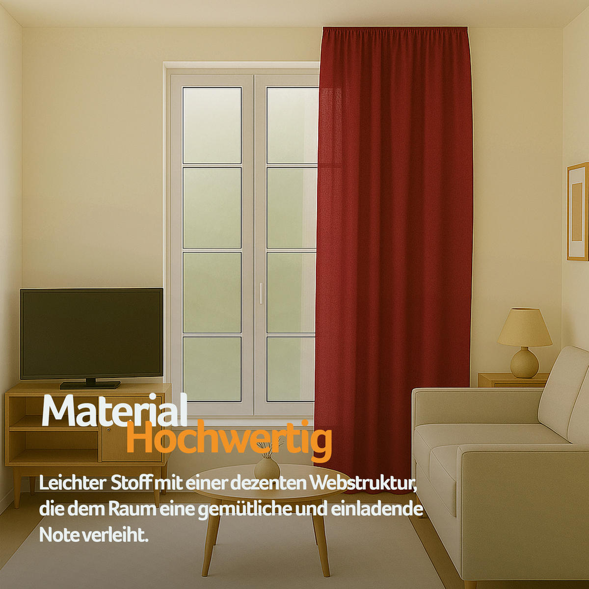 VORHANG Blickdicht ( 140x175cm ) mit Kräuselband / Universalband in Rot - Rot, Textil (140/175cm) - Bestlivings