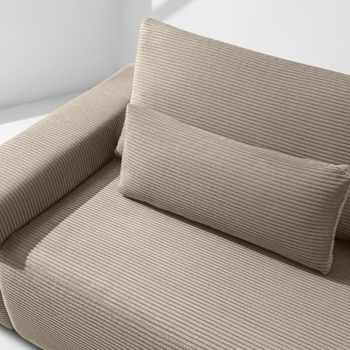 3-SITZER SCHLAFSOFA MOLLIS, Corduroy, Beige - Beige, Holz/Holzwerkstoff (250/93/108cm) - KONSIMO®