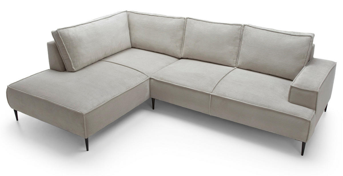 SCHLAFSOFA 275 cm L-Form Harmonia mit Beinen, Links, Hellgrau - Hellgrau, Holz (275/195cm) - Emporius