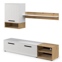 WOHNWAND Vento 180 cm breite 3-teilig Weiß und Artisan Eiche - Schwarz/Weiß, Holzwerkstoff/Kunststoff (180/119/40cm) - Ravio