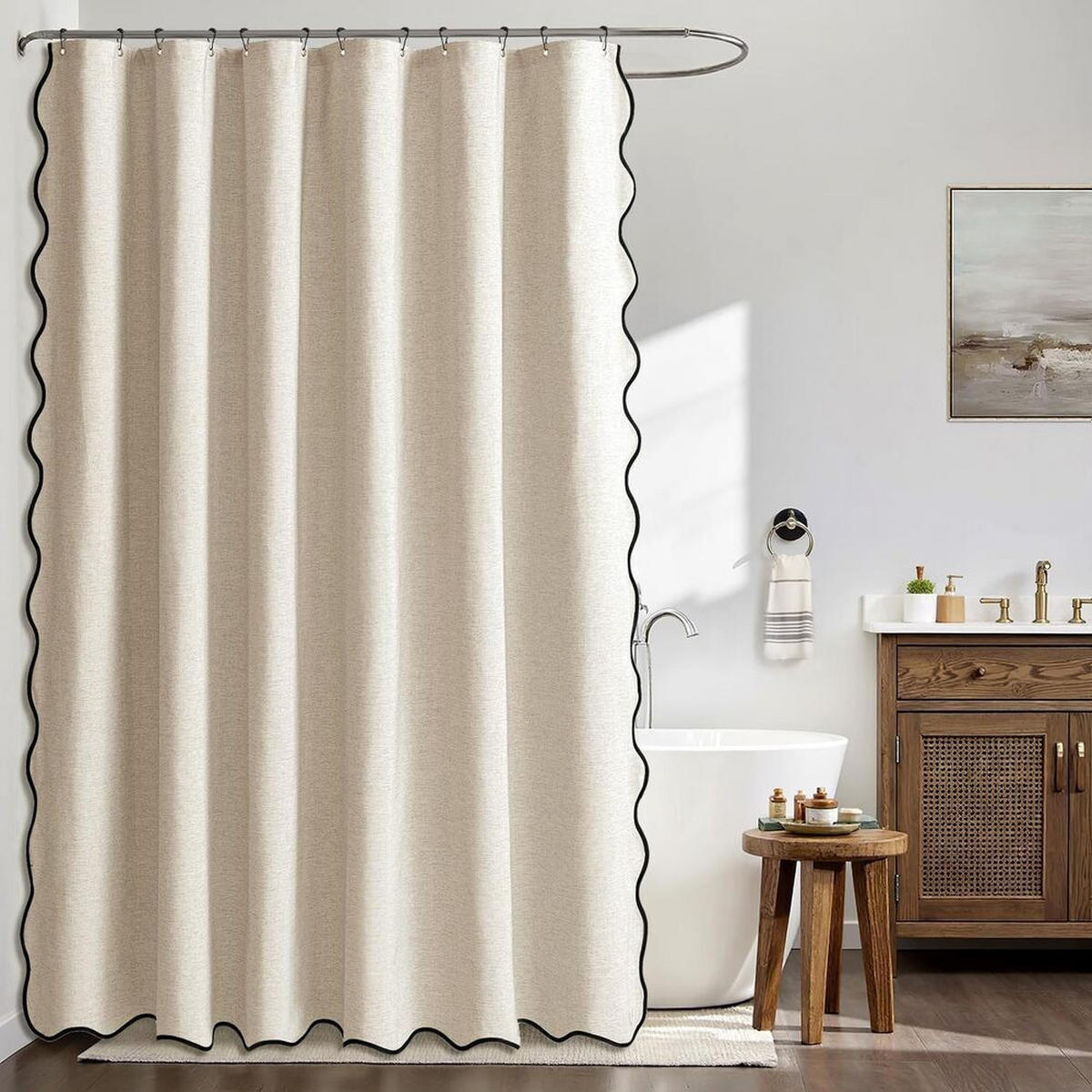 DUSCHVORHANG, beige, 200 x 180 cm, Leinenmaterial - Beige, Textil (180/200cm) - Weltevree