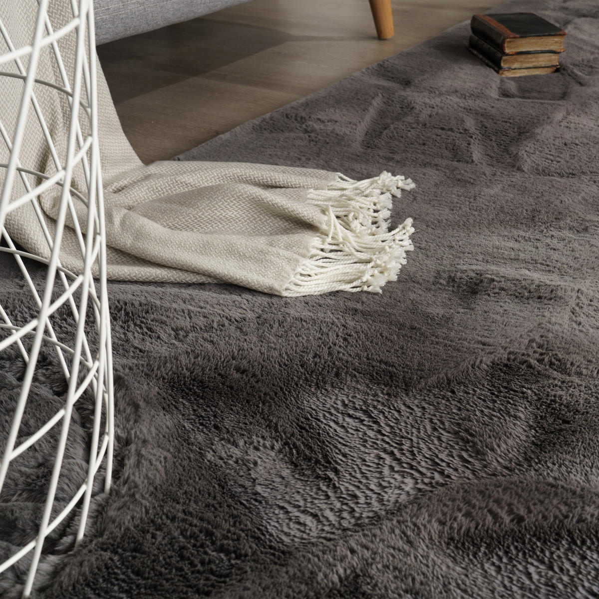 HOCHFLORTEPPICH 160/160 cm Rabbit Deluxe 860 - Anthrazit, Textil (160/160cm) - Paco Home