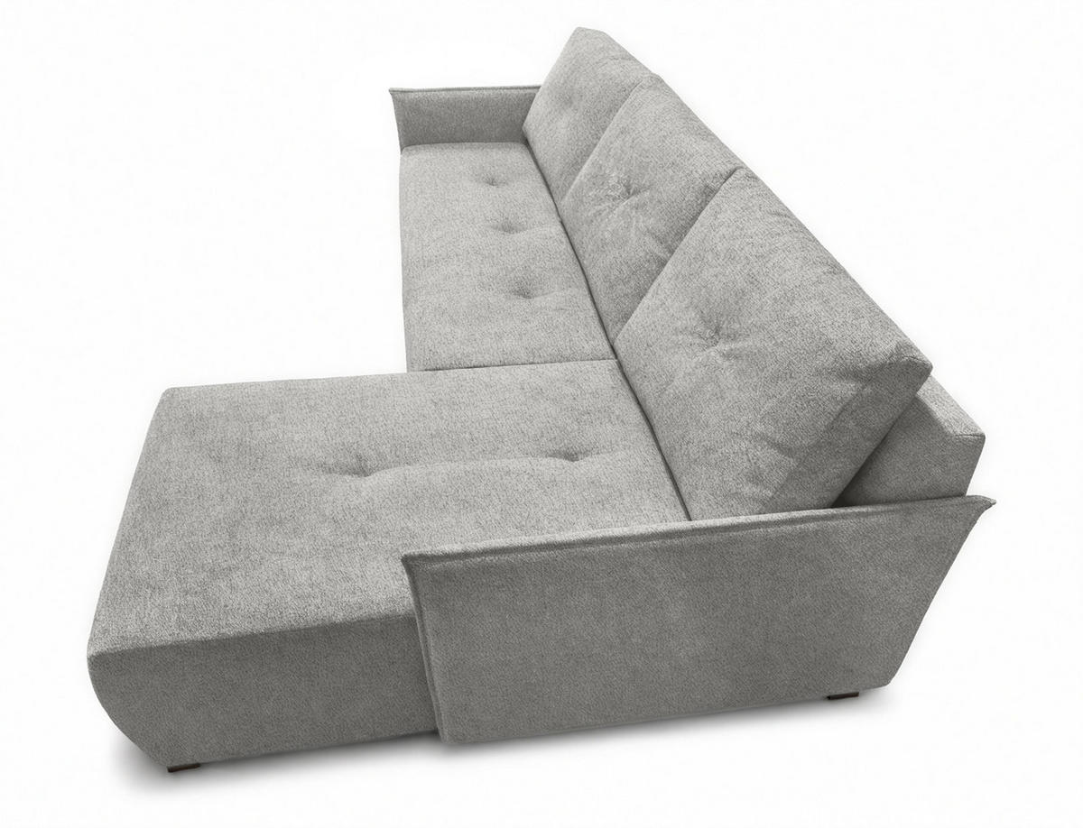 ECKSOFA L Form Damascus Hellgrau 212/143/88 cm Rechts mit Schlaffunktion - Hellgrau/Schwarz, Kunststoff/Textil (212/143cm) - AX Living