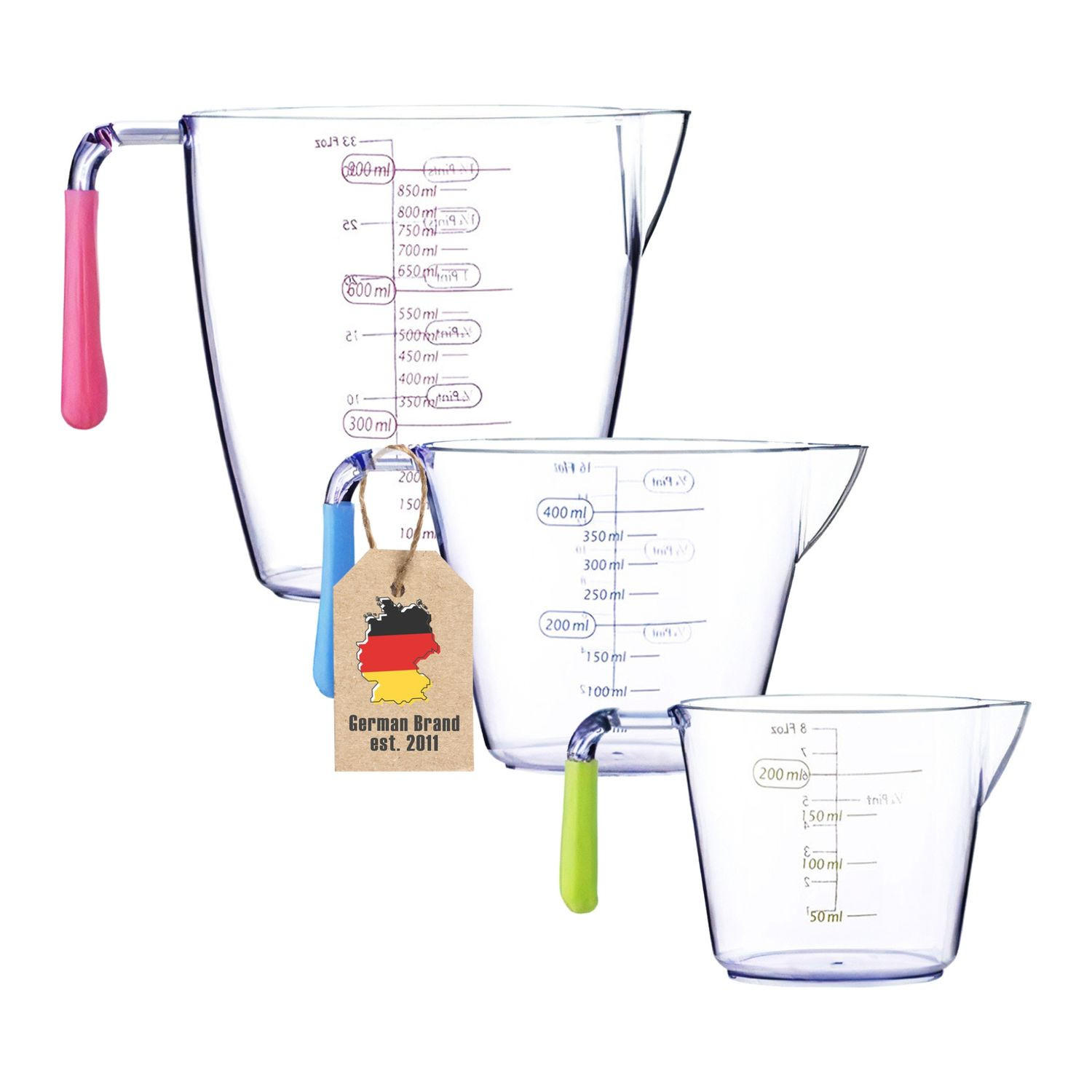 MESSBECHER (3-tlg. Set) in verschiedenen Größen - Multicolor, Kunststoff (0.4L) - Intirilife