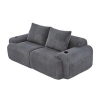 2-SITZER-SOFA aus Cordstoff 200x99x80 cm in Dunkelgrau mit Cupholder - Dunkelgrau, Textil (99/80/200cm) - Modfu