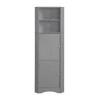 HOCHSCHRANK Hellgrau mit verstellbarem Einlegeboden 36,5/36,5/155 cm - Grau, Holzwerkstoff (36.5/155/36.5cm) - PANGIVO